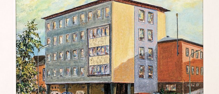 Bild enthält, Art, Painting, City, Road, Street, Urban, Neighborhood, Car, Building, Person