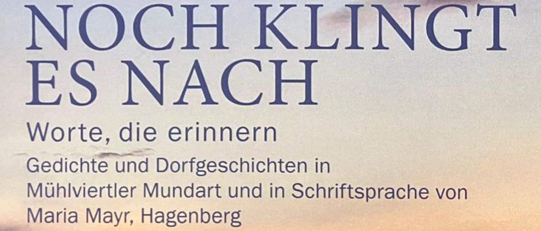 Ein Buchcover mit einem Sonnenuntergang im Hintergrund, das den Titel 'Noch Klingt Es Nach' und Text auf Deutsch zeigt.