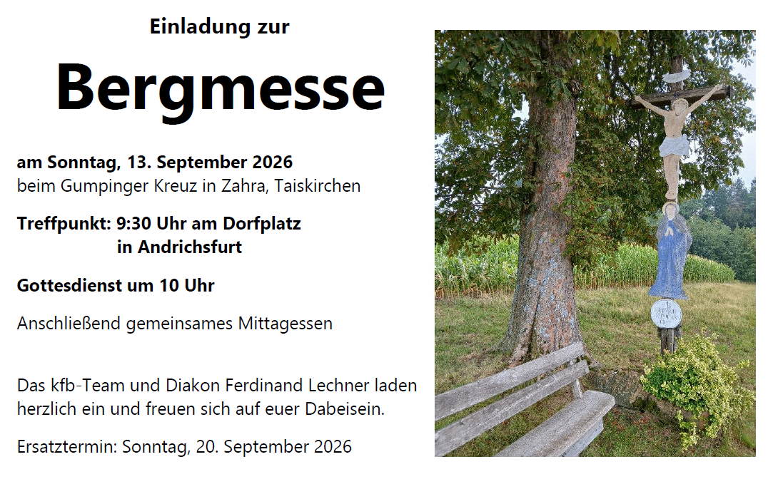 Ein Plakat für eine Veranstaltung am 13. September 2026 mit einem Baum und einer Bank in einem Grasfeld.