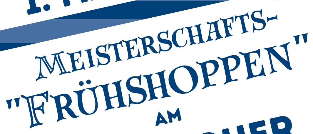 Fußballspiel am 1. Mai 2026 im Kirchbacher Tivoli. Pfeife und Fußball sind abgebildet. Der Text ist in Blau und Weiß.
