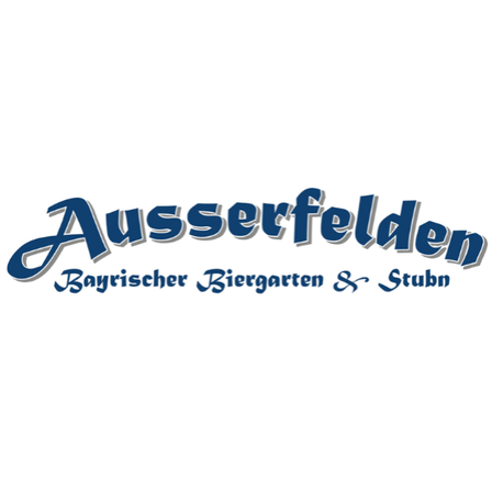 Das Logo für Ausserfelden, ein bayerisches Biergarten und Stuben. Der Text lautet 'Bayrischer Biergarten & Stuben'.