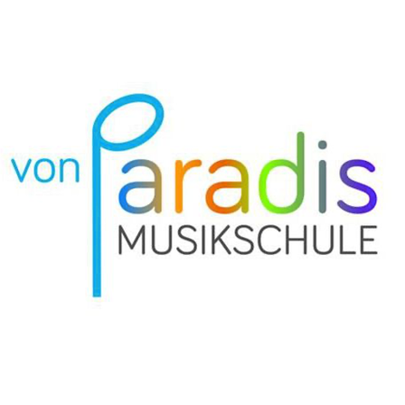 Das Logo für 'von paradis musikschule' zeigt eine farbenfrohe Musiknote mit dem Text 'paradis musikschule' in Fettdruck.