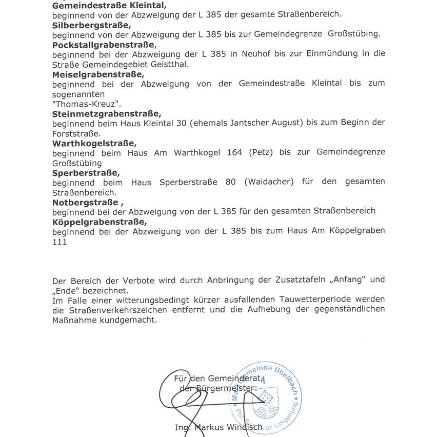Kleintal Community Street begins at the turn of L 385 for the entire street area. Silberberg Street begins at the turn of L 385 to the community boundary Großstübling.