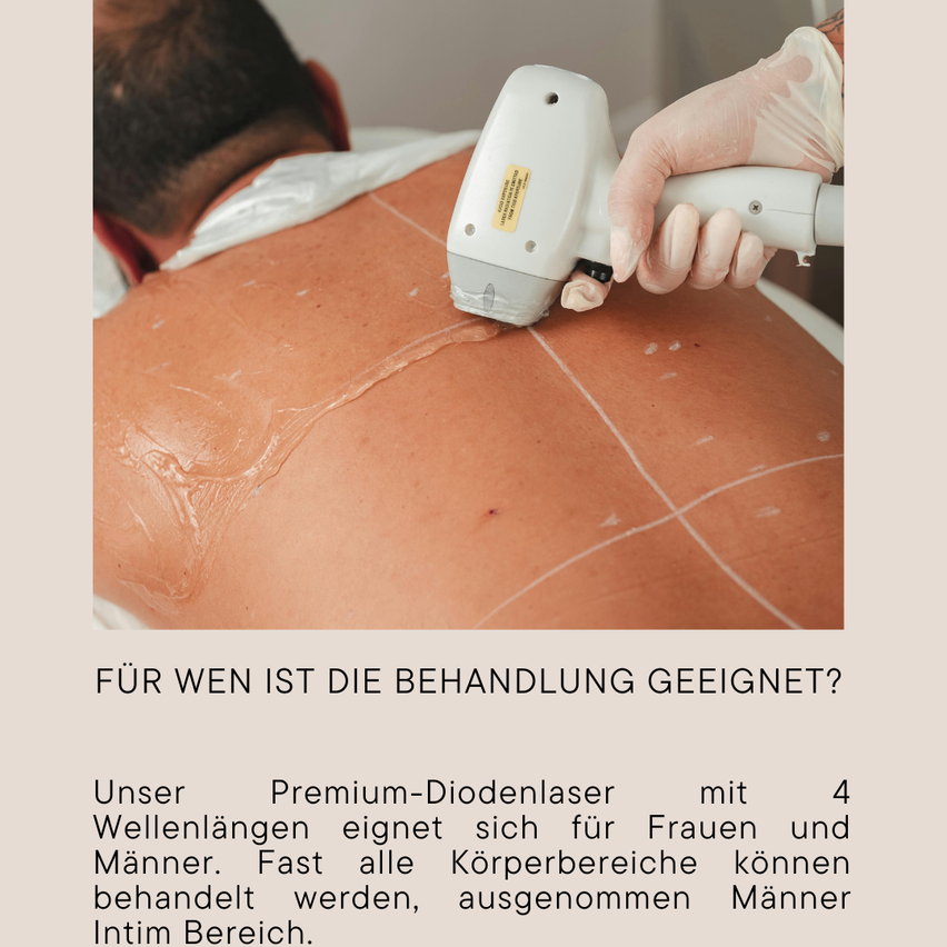 A person is receiving a laser treatment on their back, with a professional holding the laser device. The skin appears smooth and clean.