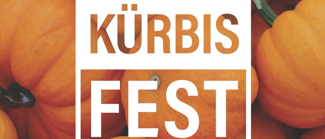 Plakat für das Kürbisfest in Freistadt, Österreich, geplant für den 11. September um 14 Uhr. Das Plakat zeigt ein lebhaftes Bild von Kürbissen und den Text 'Kürbis Fest' in fetten weißen Buchstaben.