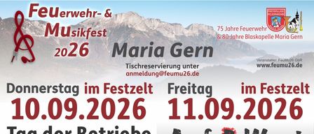 Poster for Maria Gern event, featuring dates, times, and activities. It includes details like event start times, music performances, and a schedule for different days.