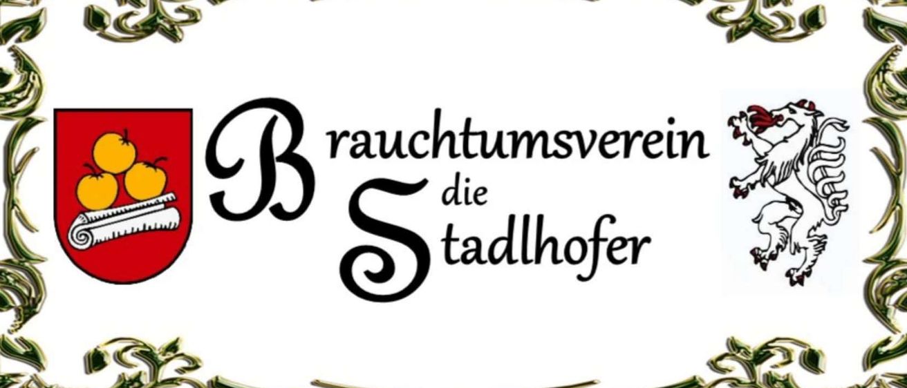 Ein Logo mit weißem Hintergrund und grünem Rand, 'BS' in Schwarz, darunter steht 'rauchtumsverein die stadlhofer'.