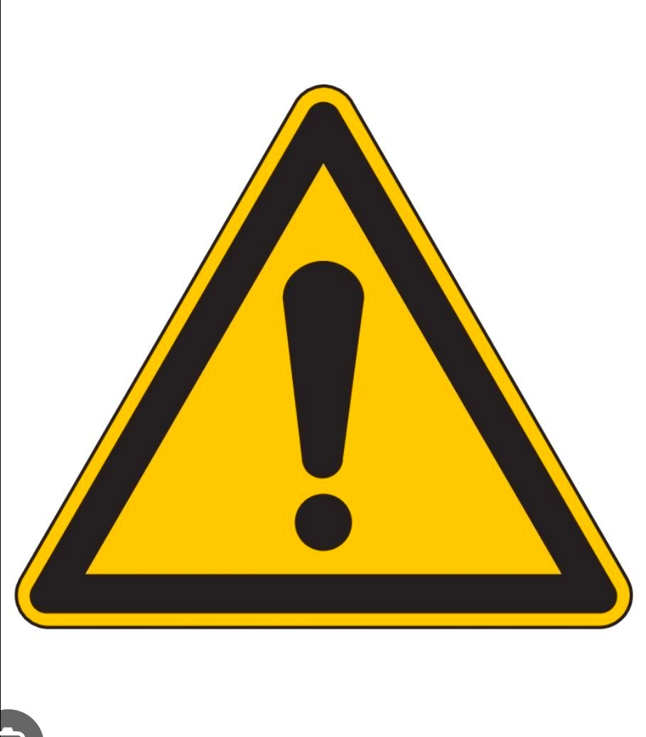 Ein gelbes Dreieck mit einem schwarzen Ausrufezeichen darin zeigt ein allgemeines Warnzeichen an.