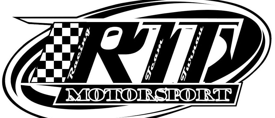 Schwarz-weißes Logo für RTD Motorsport mit einem Schachbrettmuster auf der linken Seite. Der Text ist fett und stilisiert.