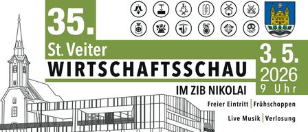 Eine Werbung für Handwerkskunst mit Symbolen und einem Bild eines Gebäudes mit der Aufschrift 'IM ZIB NIK' und 'Freier'.