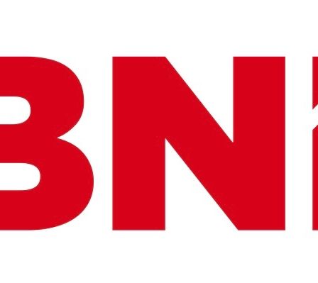 BNI Logo in roten Buchstaben auf weißem Hintergrund. Die Buchstaben sind mit einer diagonalen Linie in der Mitte stilisiert.