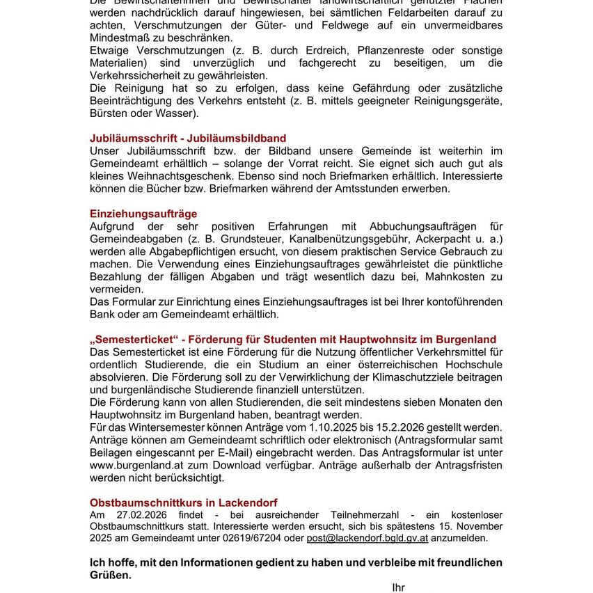 Das Bild bietet Informationen über die landwirtschaftliche Flächennutzung und den Waldschutz und betont die Bedeutung der Minimierung von Schäden an Kulturen, Waldschäden und der Reduzierung von Straßen- und Feldschäden. Es wird auf die Verwendung von Materialien wie Hecken, Pflanzenresten oder anderen Materialien zum Schutz von Fahrzeugen hingewiesen. Das Bild spricht auch über ein Jubiläumsskript und ein Siegelband und weist auf deren Verfügbarkeit zum Kauf hin.
