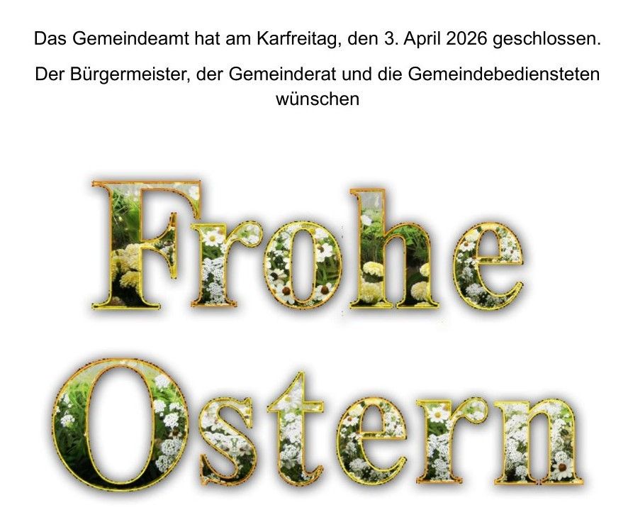 The municipal office closed on April 3, 2026, Easter Day. The mayor, municipal council, and municipal employees wish everyone a happy Easter.