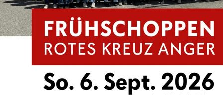 Gruppenfoto von Freiwilligen des Roten Kreuzes in Anger, Deutschland, mit dem Veranstaltungsdatum und -ort angezeigt.