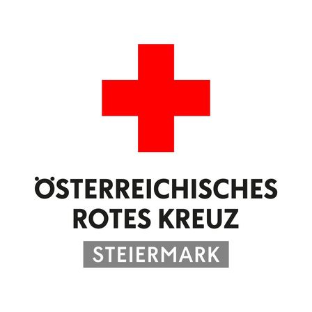 Das Logo des Österreichischen Roten Kreuzes in der Region Steiermark, mit einem roten Kreuz-Symbol und dem Text 'Österreichisches Rotes Kreuz Steiermark'.
