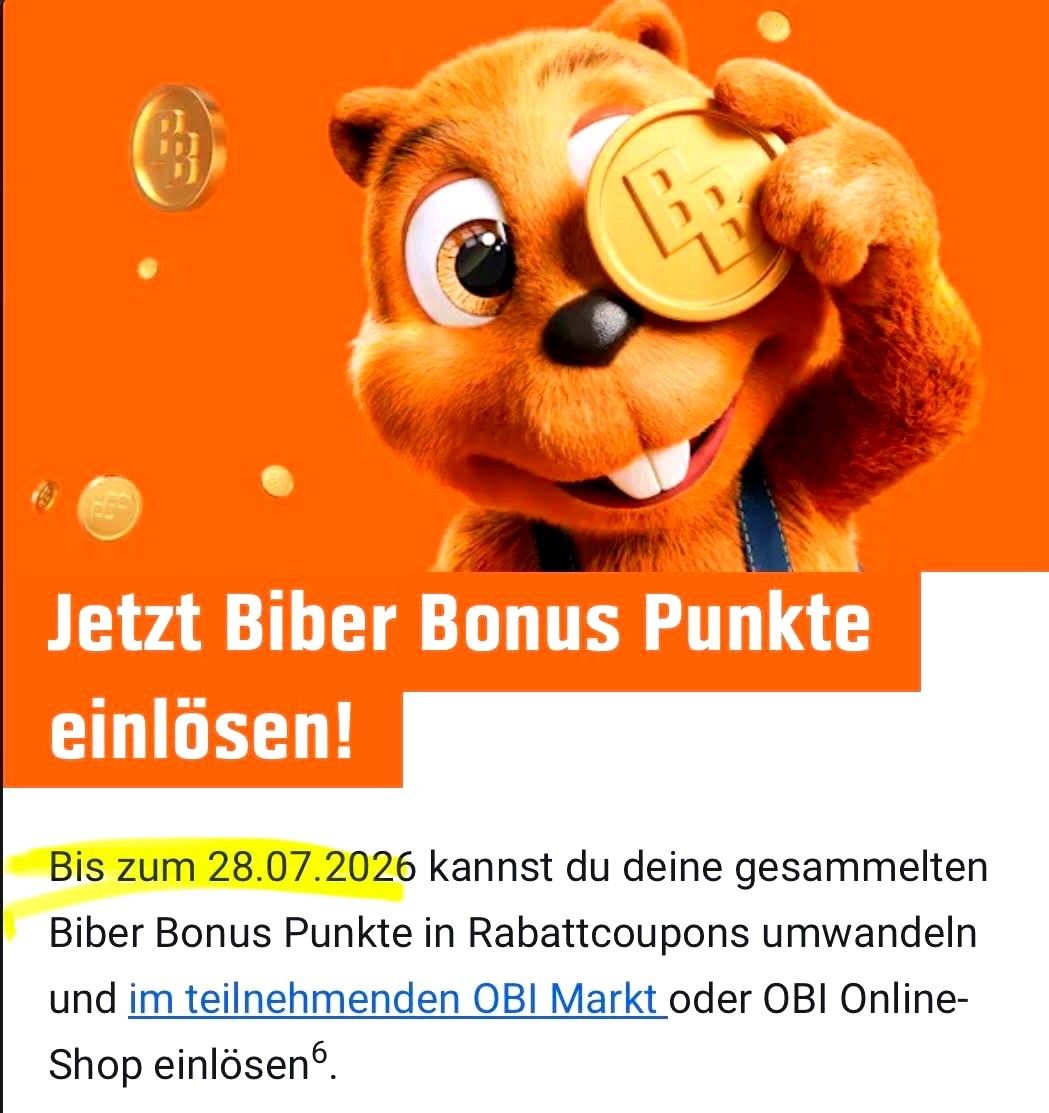 An advertisement featuring a cartoon bear holding a gold coin, with text encouraging users to redeem Biber Bonus Points by July 28, 2026.