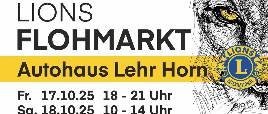 Plakat für Haus Lehr Horn mit dem Datum 0.25. Die Öffnungszeiten sind 18-21 Uhr und 10-14 Uhr. Der Titel ist in fetten Buchstaben geschrieben.