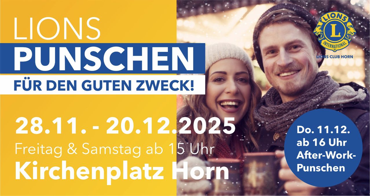 Eine Werbung für eine Veranstaltung in Deutschland. Es zeigt ein lächelndes Paar, das Tassen mit dem Datum 20.12.2025 und der Zeit 15:00 hält.