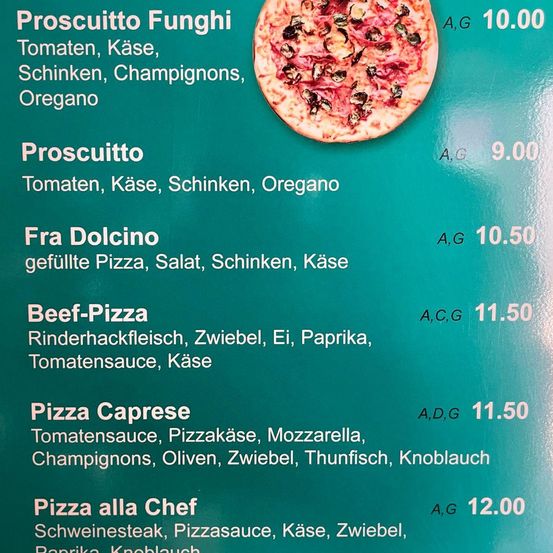 Bild enthält, Menu, Text, Food, Pizza
