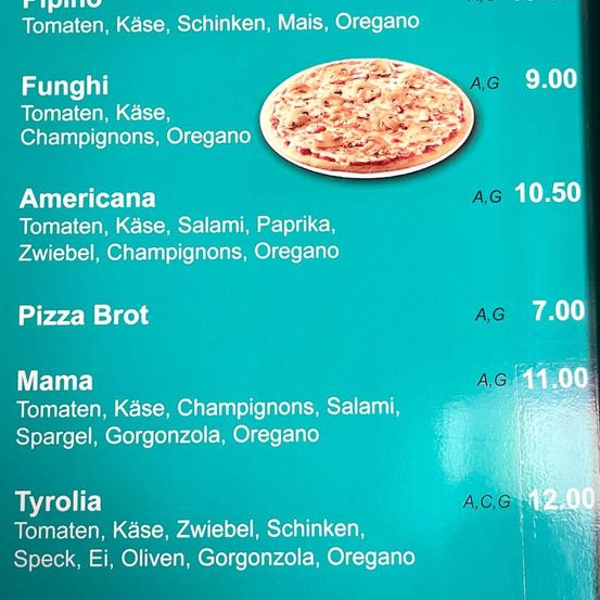 Bild enthält, Menu, Text, Food, Pizza