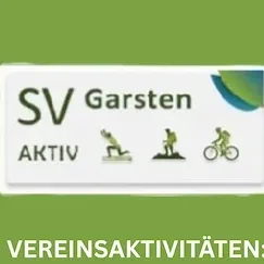 Plakat mit SV Garsten Aktiv Logo. Aktivitäten umfassen Sportgymnastik jeden Donnerstag um 19:00 Uhr (September bis April), Sommer-Radtouren und Wanderungen, die Gemeinschaft fördern.