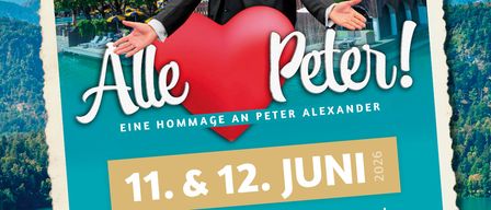 Plakat für eine Show mit Lucky Dean Luciano und dem Grand Palace Tanzorchester. Es zeigt einen lächelnden Mann mit einem Herz auf der Brust. Die Show findet am 11. und 12. Juni statt.