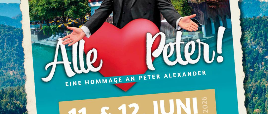 Plakat für eine Show mit Lucky Dean Luciano und dem Grand Palace Orchester. Es zeigt einen Mann mit einem roten Herzen auf der Brust. Datum: 11. und 12. Juni 2026.