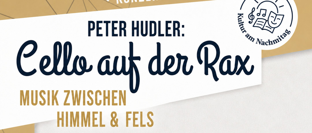 Werbeposter für ein Konzert von Peter Hudler mit dem Titel 'Hello auf der Rox'. Es zeigt ein Symbol für Musik und ein Buch.