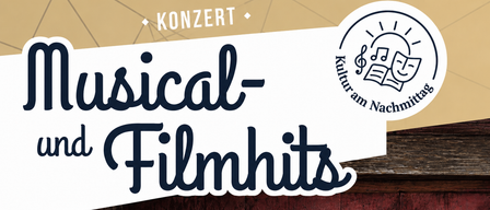 Werbeposter für ein Konzert mit musikalischen und filmischen Hits mit Silvana Mock als Sängerin und Georg Greif am Klavier. Das Logo von Kultur am Nachmittag ist enthalten.