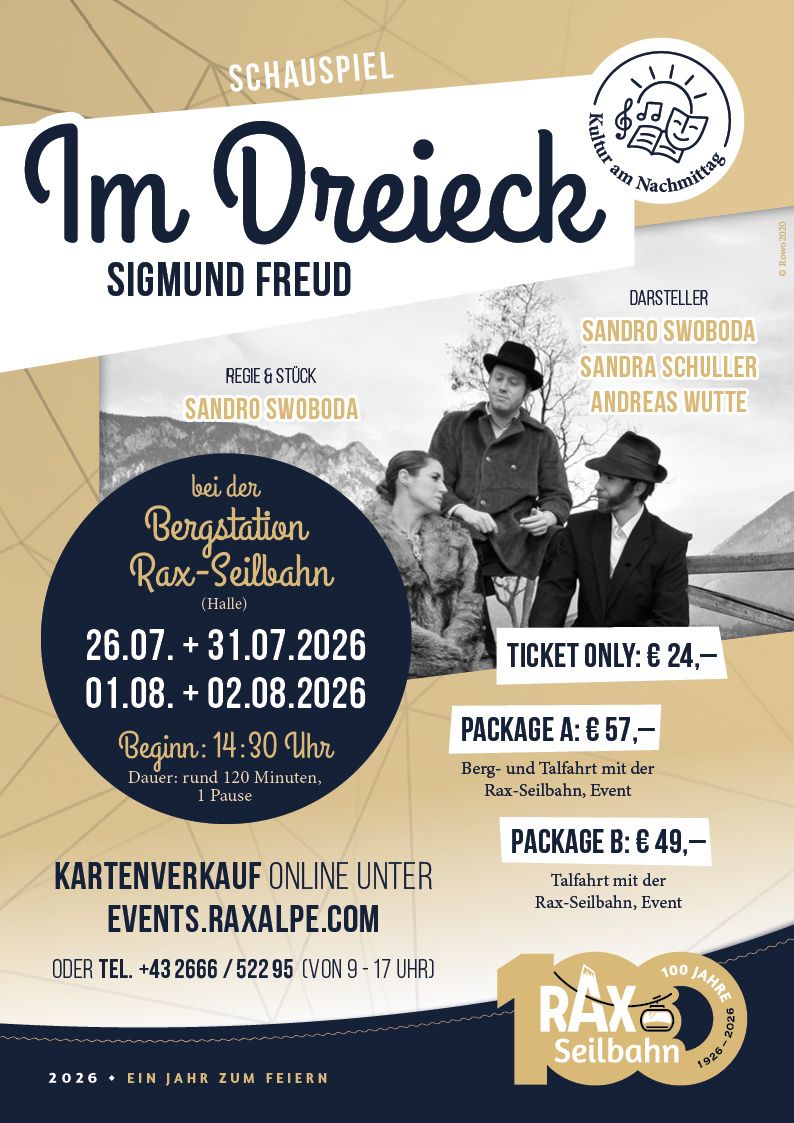 Poster for Sigmund Freud play 'Im Dreck' featuring cast members, dates, and ticket information.