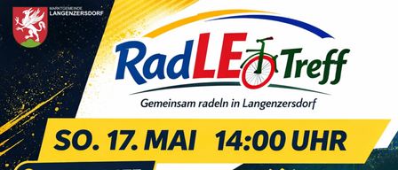 Plakat für eine Radveranstaltung. Geplant am Sonntag, 17. Mai, um 14 Uhr. Die Route führt über 35 km von Stockerau nach Spillern.