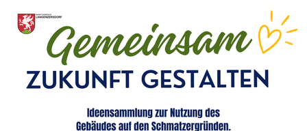 Ein grüner Banner mit der Aufschrift 'Remeinsan UNFT GESTAL' und 'Ideen für die Nutzung des Gebäudes auf ästhetischen Grundlagen.' Darunter ein Logo.