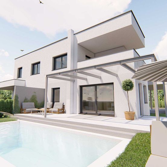 Bild enthält, Architecture, Building, House, Housing, Villa, Animal, Bird, Pool, Water