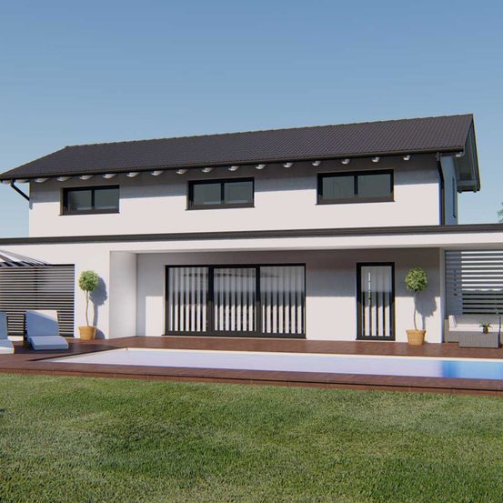 Bild enthält, Architecture, Building, House, Housing, Villa, Grass, Plant, Portico