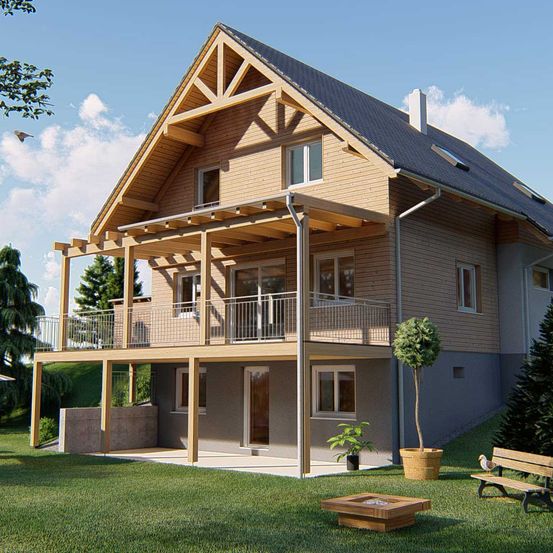 Bild enthält, Grass, Plant, Tree, Cottage, Housing, Villa, Bench, Chair, Lawn, Porch