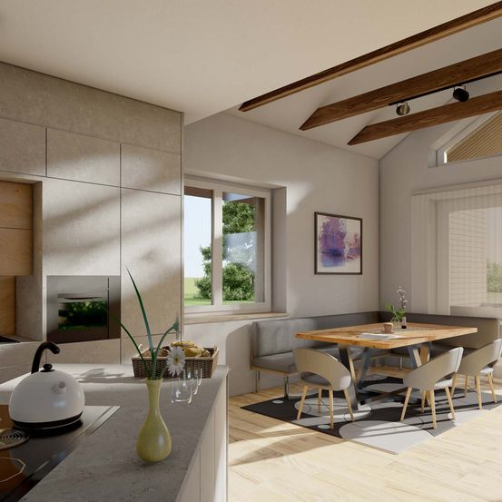 Bild enthält, Indoors, Interior Design, Home Decor, Furniture, Living Room, Table, Dining Table, Cooktop, Dining Room, Floor