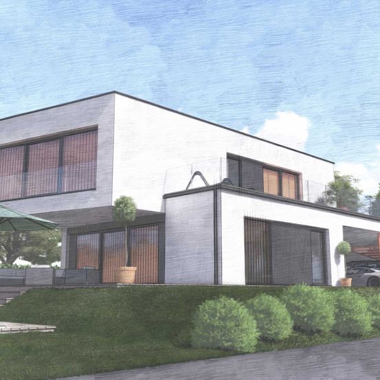 Bild enthält, Architecture, Building, House, Housing, Villa, Grass, Plant, Lawn, Hedge, City