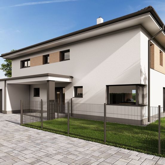 Bild enthält, Architecture, Building, House, Housing, Villa, Portico, Car, Transportation, Vehicle