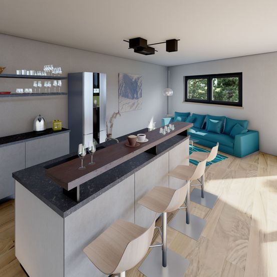 Bild enthält, Indoors, Interior Design, Home Decor, Floor, Dining Table, Table, Kitchen, Dining Room, Living Room, Flooring