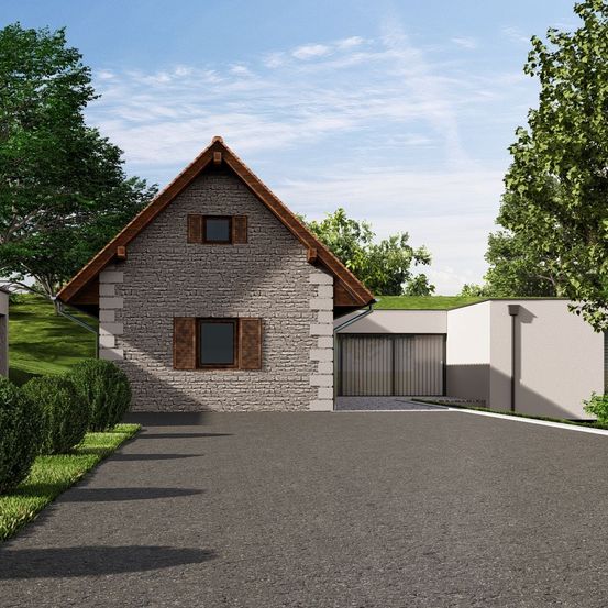 Bild enthält, Architecture, Building, Housing, Outdoors, Driveway, House, Aerial View, Car, Transportation, Vehicle