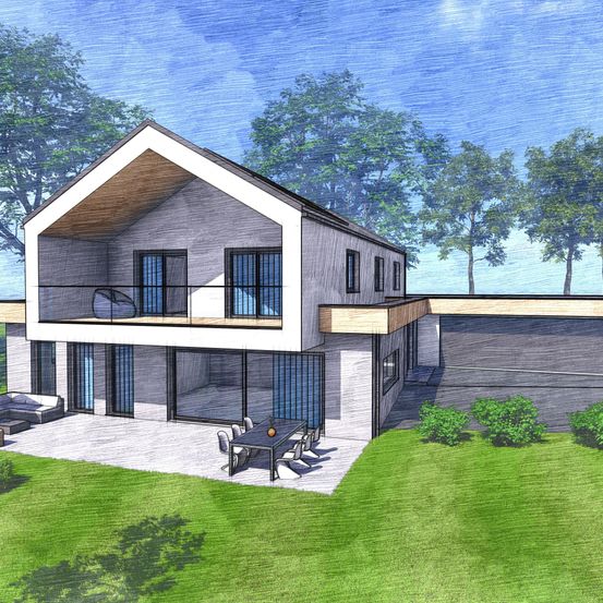 Bild enthält, Building, Cottage, House, Housing, Grass, Plant, Villa, Outdoors, Scenery, Bench