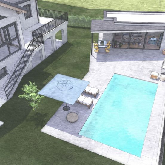 Bild enthält, Pool, Water, Swimming Pool, Outdoors, Plant, Aerial View, Architecture, Building