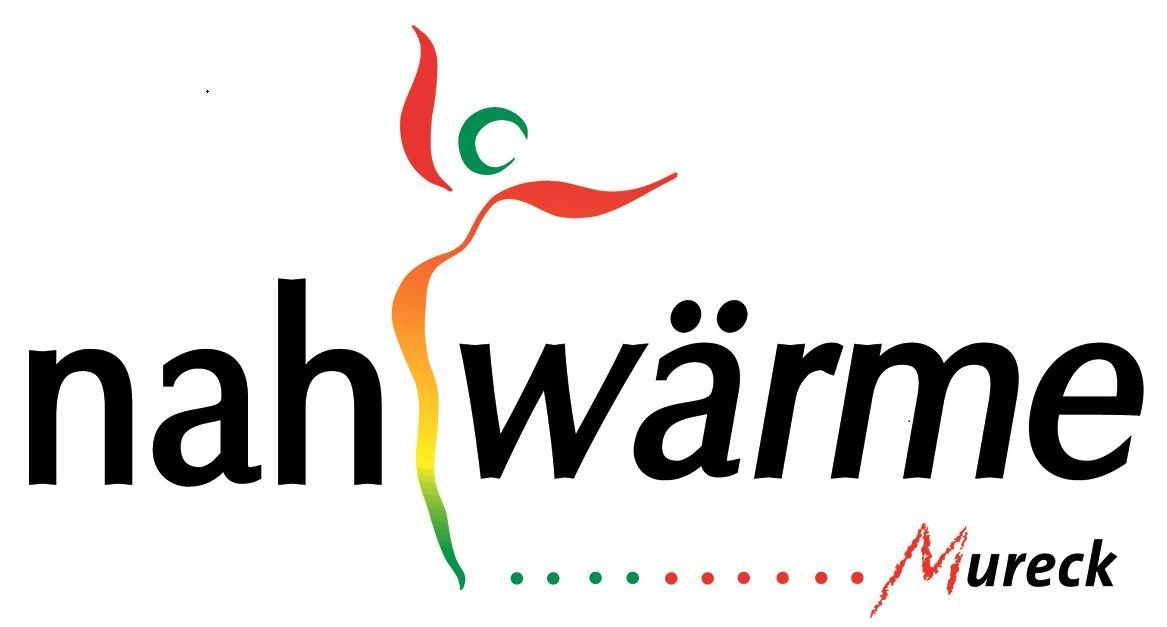 Das Logo zeigt den Schriftzug 'ah' in fetten schwarzen Buchstaben mit einem farbenfrohen abstrakten Design darüber und 'wärm' in einer stilisierten schwarzen Schrift darunter, alles auf weißem Hintergrund.