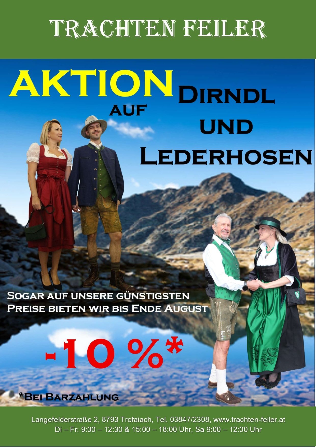 Aktionen auf Dirndl und Lederhosen bei Trachten Feiler