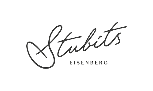 Das Bild zeigt das stilisierte Wort 'Stubits' in einer einzigartigen kursiven Schrift mit dem Wort 'EISENBERG' darunter, präsentiert auf einem weißen Hintergrund mit schwarzem Rand.
