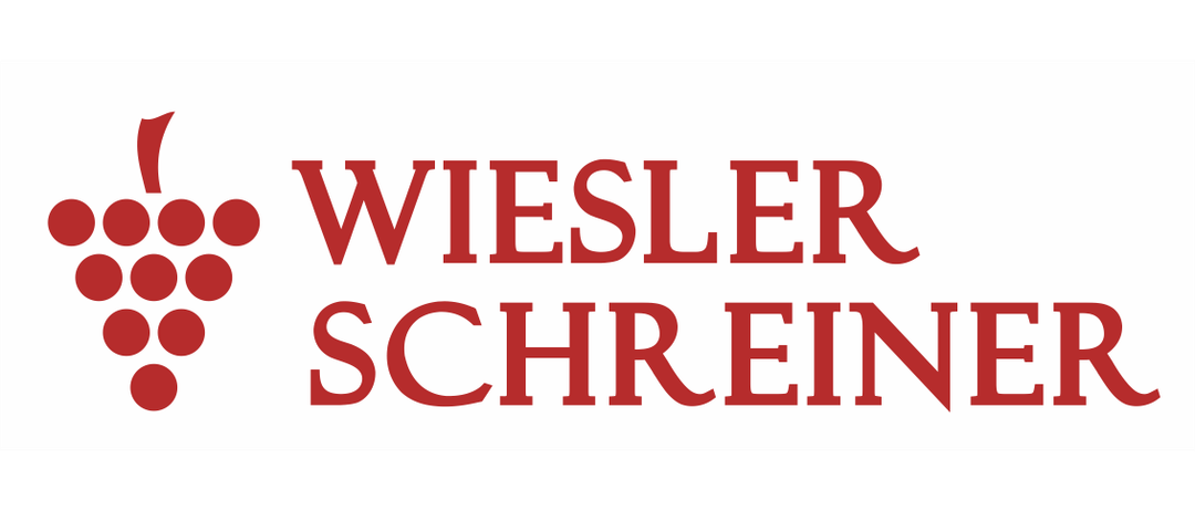 Das Bild zeigt das rote Logo für 'Wiesler Schrein', einen Namen, der in fetten Großbuchstaben geschrieben ist. Das Logo hat drei rote Punkte, die in einem Dreieck über dem Namen angeordnet sind.