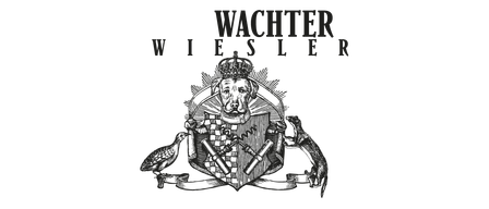 Schwarzer Hintergrund mit weißem Text, der 'WACHTER WIE SLER' über einem stilisierten Wappenschild mit Krone und verschiedenen Symbolen steht.