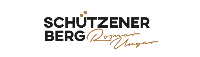 Das Logo für Schutzener Berg ist in Schwarz und Braun mit einem stilisierten 'R' und 'U' und einem kleinen Punkt über dem Text dargestellt.