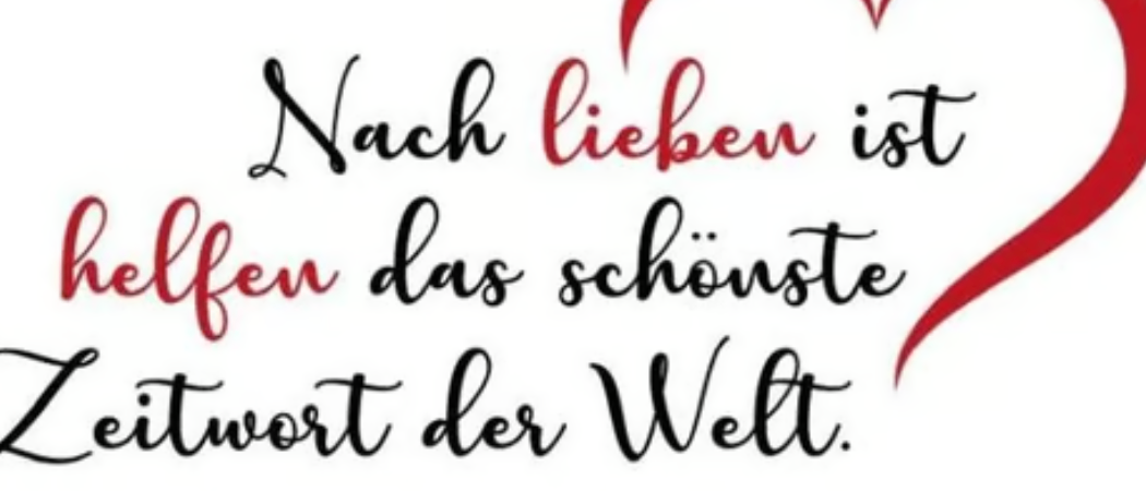 Auf einem weißen Hintergrund befindet sich ein rotes Herz mit schwarzem Text, der 'Nach lieben ist offen das schonste zweiort der Welt.' lautet. Das Design ist minimalistisch und konzentriert sich auf das Herzsymbol.