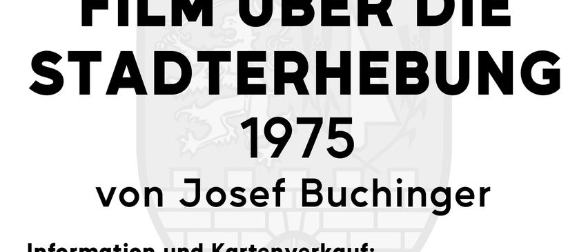 Ein Werbeplakat für einen Film über die Stadtgeschichte. Es zeigt einen 1975 Film von Josef Buchinger. Das Plakat enthält Details wie den Veranstaltungsort, das Oberpullendorf Kino, einen Website-Link, eine Kontaktnummer und den Eintrittspreis.